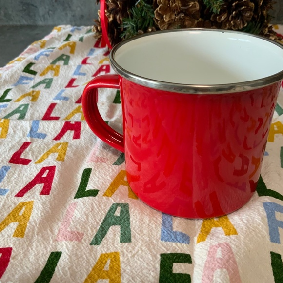 Red Enamel Christmas/Winter Mug, Merry & Bright, New - Picture 4 of 5